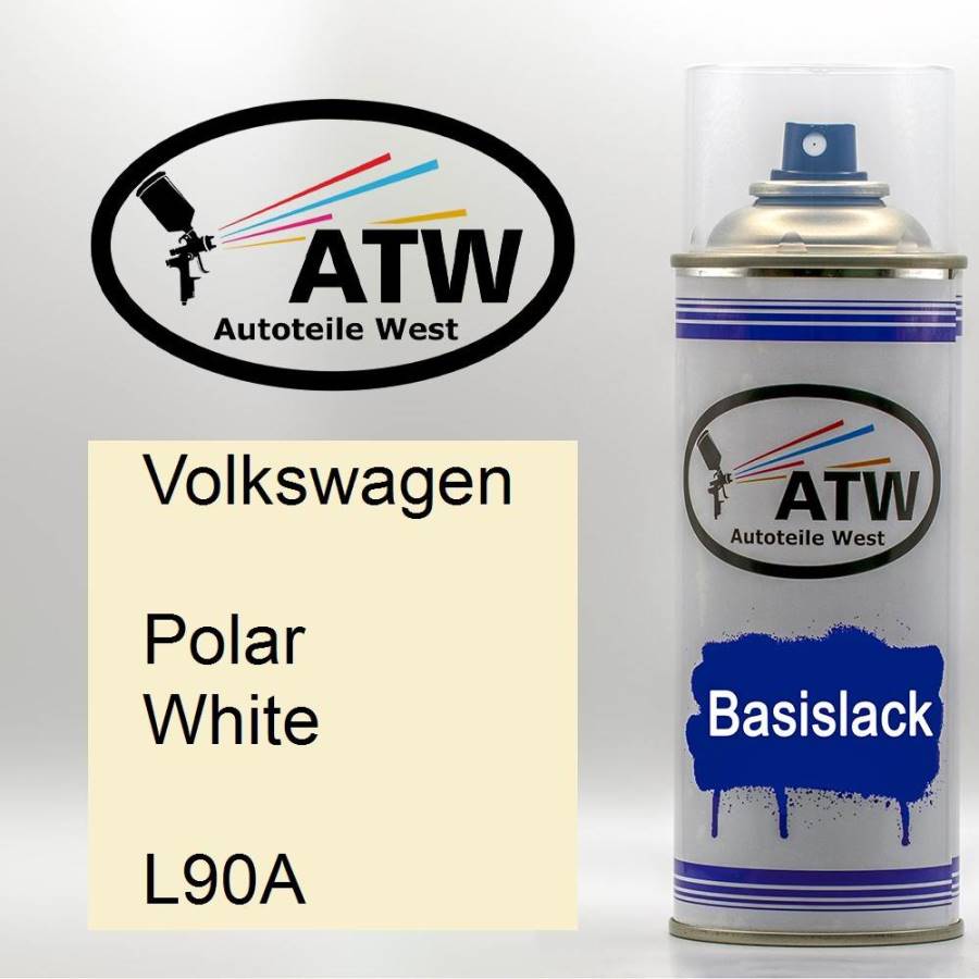 Volkswagen, Polar White, L90A: 400ml Sprühdose, von ATW Autoteile West.